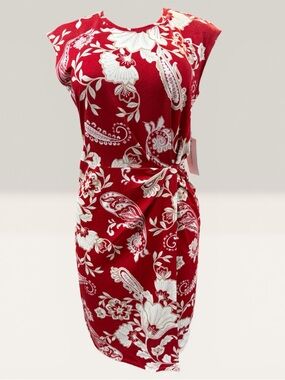 Liz Claiborne Red and White Floral Midi Dress